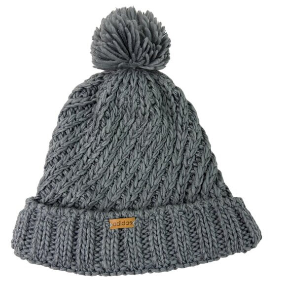 Adidas Gray Knit Pom Beanie Hat – Unisex Adult - Picture 1 of 9